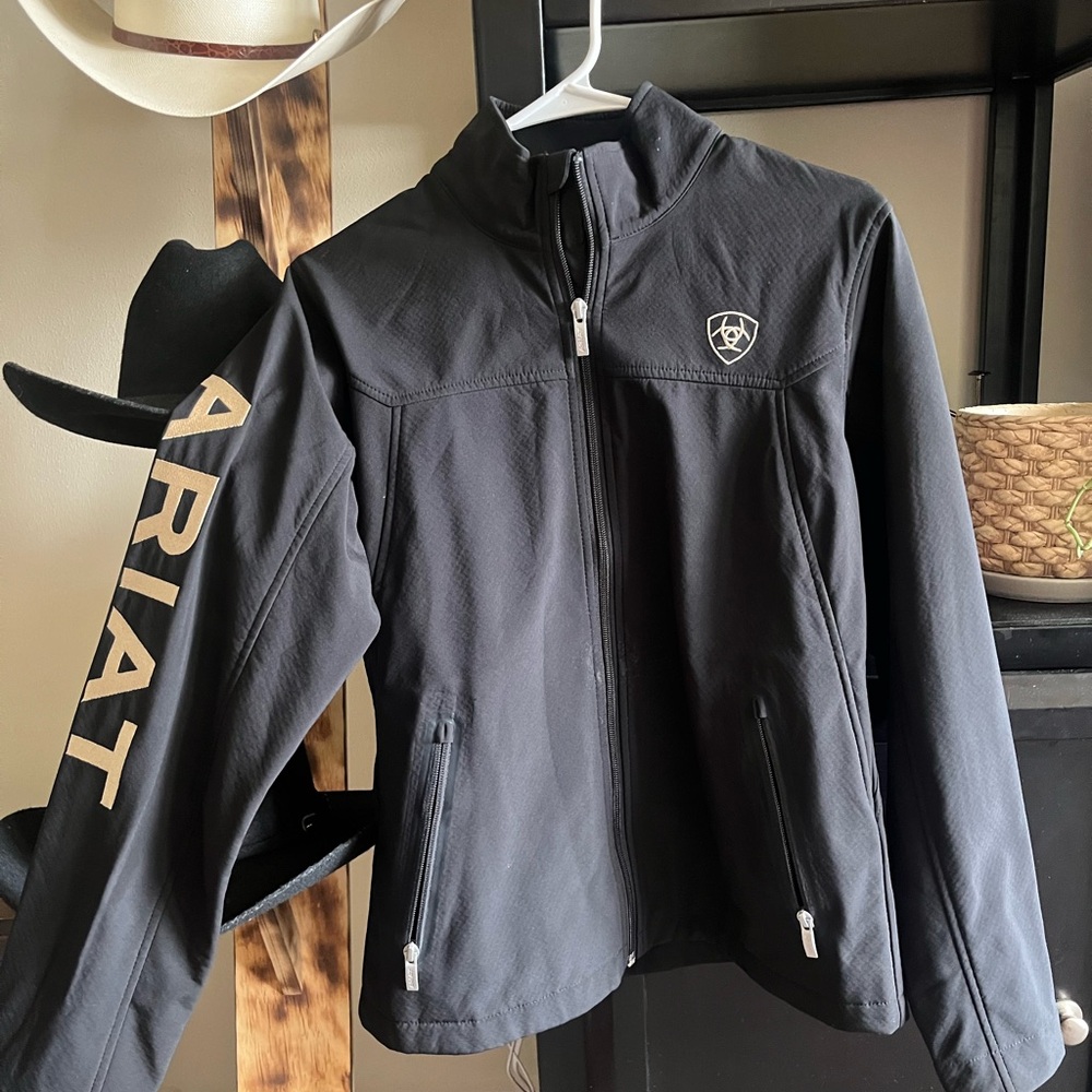 Ariat Black Jacket with Stand-Up Collar and Full-Length Zipper